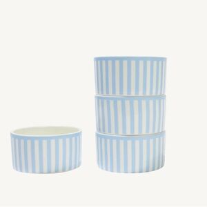 In the Roundhouse Sicily Stripe Dip Bowls Set of 4, Light Blue China